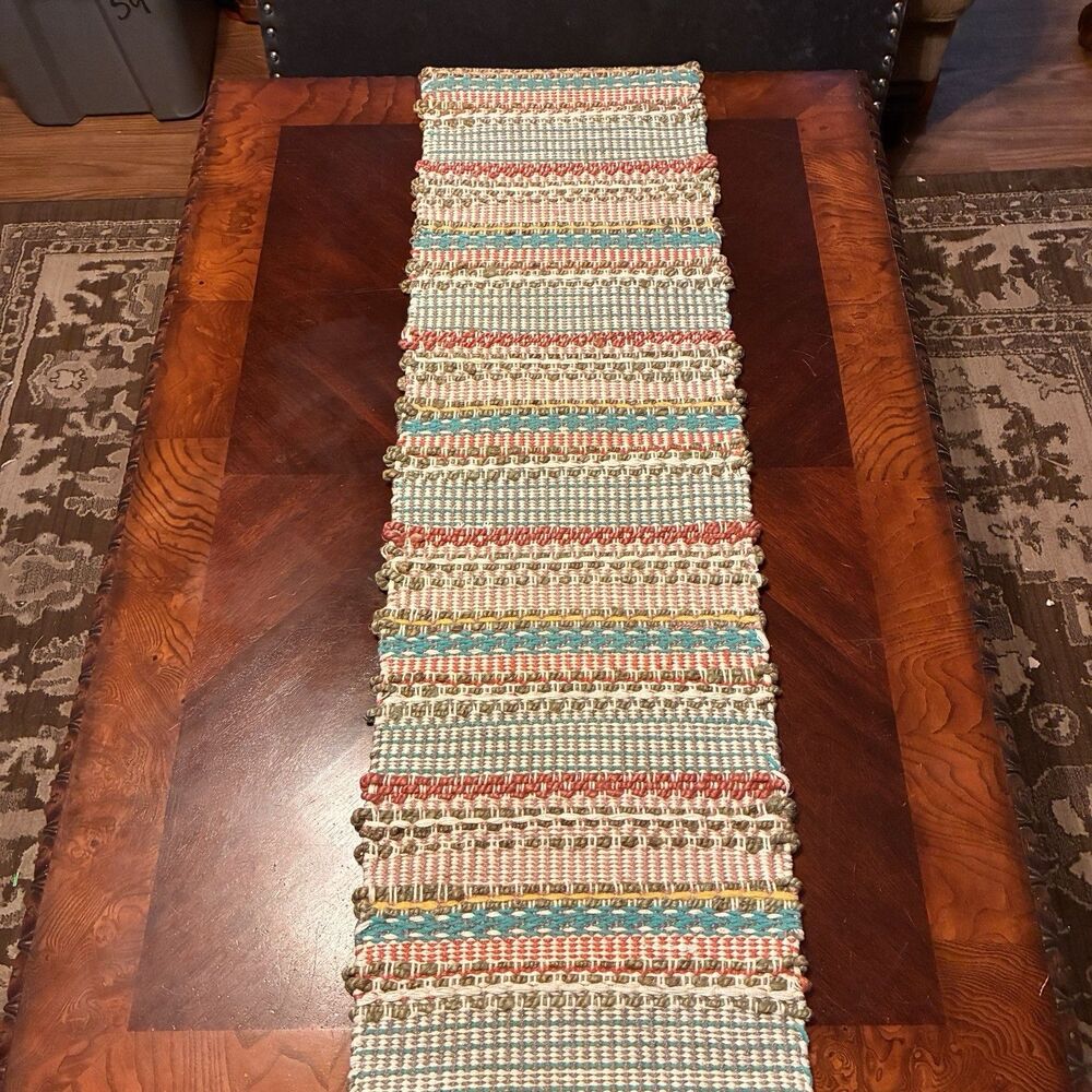 Heavy woven multicolored Table Runner in a bohemian style 70"x14"